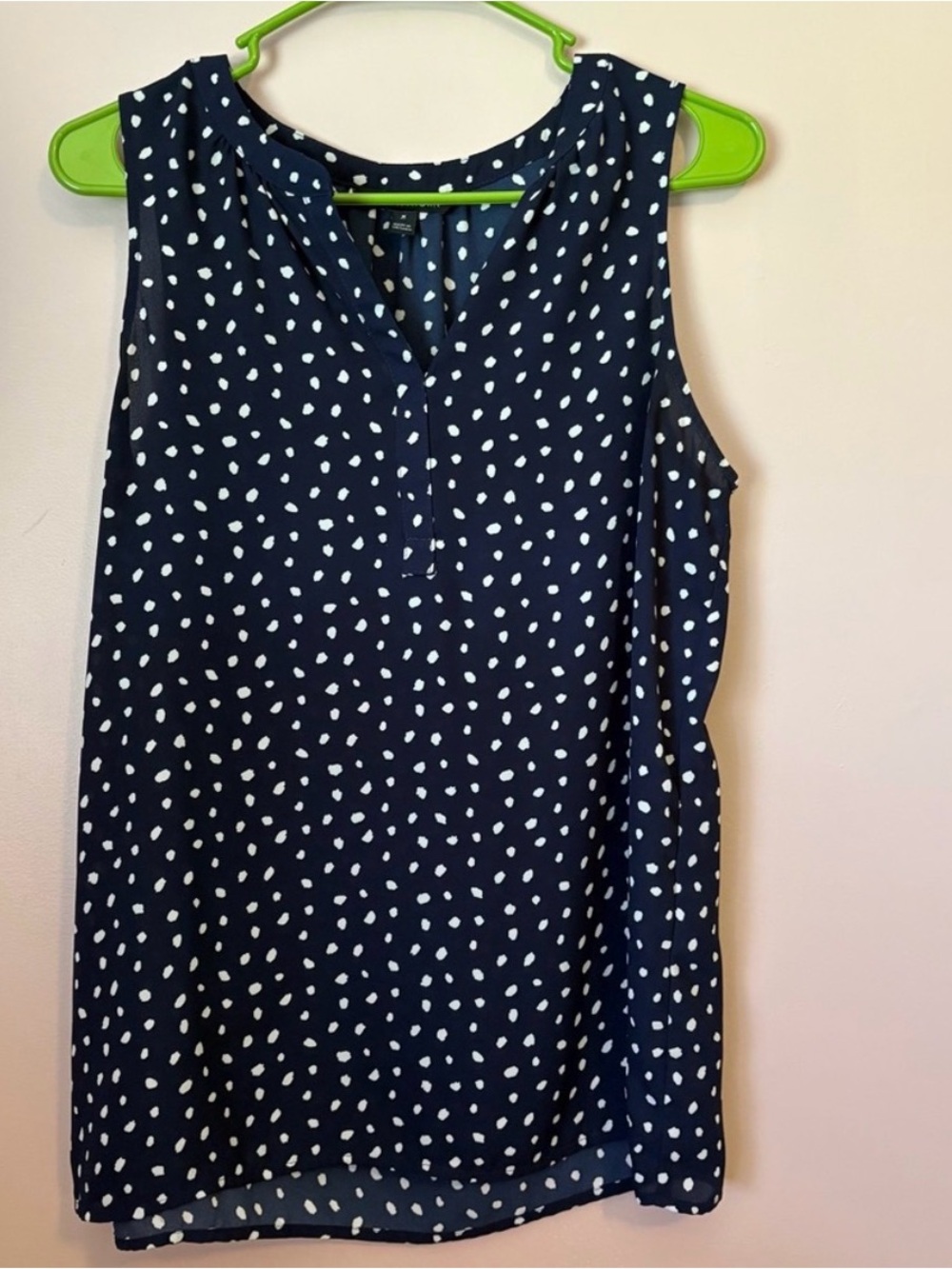 41 Hawthorn Navy Sleeveless Blouse blue with dots